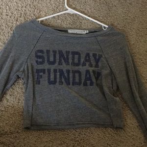 Sunday Funday Gray Crop Top Sweater Size: XS